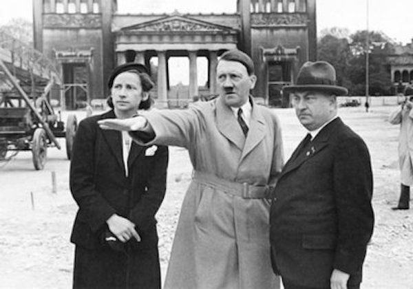 Adolf Hitler in conversation with Gerdy Troost and architect Leonhard Gall in Munich's Königsplatz